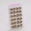 Set of 12 pairs of minimalist stainless steel hoop earrings in mixed gold and silver finish - Large / 7mm Wide 13mm OD / Gold & Silver