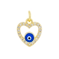 18K gold plated heart pendant featuring a blue evil eye design with micro-pave zircons - Royal Blue Eye Heart 1