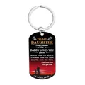 Father to daughter inspirational stainless steel keychain with red and black gradient - CW0052 Silver Black Dad Quote