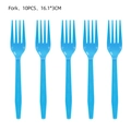 Blue plastic forks for soccer theme party, pack of ten pieces measuring 16.1x3cm - Blue Plastic Forks
