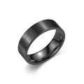 6mm matte black stainless steel flat band ring with brushed finish and polished inner - US 8 / Black