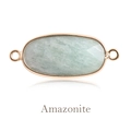 Faceted oval Amazonite crystal connector in a rose gold plating for DIY jewelry making - Amazonite Gold