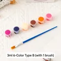DIY painting set including 6 colors of 3ml acrylic paint and one blue flat brush for kids - 6 Color Pigment B + 1 Pen