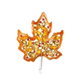 Exquisite maple leaf brooch with vibrant orange enamel and amber crystals for coats - Yellow (YNCP6406)