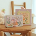 Lavender rabbit tin box and matching paper gift bag with floral bunny illustrations - Lily of the Valley Rabbit / Large Flip-top Box