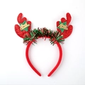 Red sequin reindeer antler headband with Merry Christmas stars for festive parties - 34# Red Tinsel Antlers
