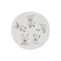 White round silicone mold with four cute cartoon bear cavities for DIY crafts - Style 3 Bear Umbrella Round (A400) / Gray