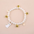 Adjustable pearl pet collar with white cat Artemis pendant and pink flower charms - One Size / Large Moon Cat