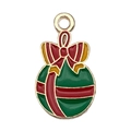 Ciondoli natalizi in smalto rosso e verde con bordo dorato per gioielli fai-da-te - Stile Regalo di Natale (19585) / 1 Pezzo/Confezione (20x12mm)