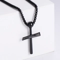 Collana con ciondolo a croce da baseball in acciaio inossidabile nero per uomo - Colore Nero (Senza Catena)