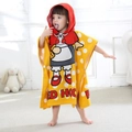 Yellow polka dot hooded towel for kids featuring Red Hood cartoon graphic print - Little Red Riding Hood Santa