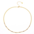 Elegant gold titanium steel necklace with purple and lavender enamel heart-shaped links - Gold Purple