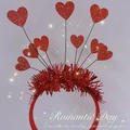 Fashionable red sequin heart headband for Valentine's Day party with sparkling accents - 9 Hearts Headband