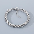 Pulsera de cadena tejida en acero de titanio plateado pulido con cierre de mosquetón - Pulsera / 18cm / 3mm / Color Acero
