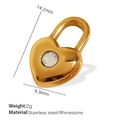 Golden heart lock pendant in stainless steel with crystal accent 14.2x9.3mm - Gold Heart Lock Pendant