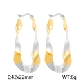 Pendientes vintage en forma de U de metal retorcido irregular en oro y plata - Bicolor Plata y Oro