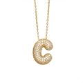 Close-up of golden balloon letter C pendant paved with shimmering white cubic zirconia - Gold - Letter C (Pendant Only)
