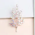 Elegant rose gold wheat brooch with iridescent crystals and marquise gems for women - Gold and White AB