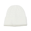 Detail of white cable knit beanie showing high-quality textured knitting and ribbed cuff - M (56-58cm) / White