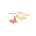 Pink and gold butterfly charm pendants with dimensions 15mm by 13mm for DIY jewelry - Butterfly (Single Loop) / 13*15mm (Hole: 1.2mm) (ai-5 Pieces/Pack) / Gold Rose Pink