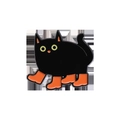 Broche en émail chat noir mignon avec bottes orange, badge animal de dessin animé - Pin de chat noir avec bottes