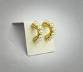 C-shaped 18k gold plated hoop earrings with seven round white inlaid pearls - C-Shaped Pearl Style / Gold+White