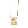 Gold-plated necklace featuring a Z-letter pendant with sparkling zircon inlays on a box chain - Letter Z