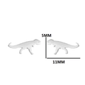 Detailed view of silver T-Rex dinosaur stud earrings with 11mm width and 5mm height - Dinosaur / Steel