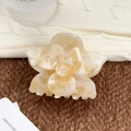 Creamy yellow flower hair claw clip with marble texture acetate floral hair accessory - 8.8cm / Floral Yellow