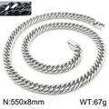 Silver 8mm Cuban link necklace for men 550mm stainless steel hip hop chain - 8mm*550mm / Silver