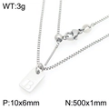 Silver square letter B pendant necklace with box chain in stainless steel - Silver Letter B Style (KN293668-Z)