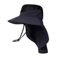 Detail of dark blue sun hat with breathable mesh and protective long neck flap - L (58-60cm) / Navy Blue