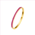 Detail of 3mm gold titanium steel bangle with vibrant pink enamel inlay and clasp - 5mm / Gold Rose Red