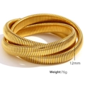 Golden 12mm thick flexible gas pipe chain snake bracelet with 76g weight specification - SZ04 3-Layer / Gold