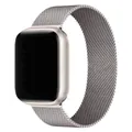 Silver Milanese Loop magnetic strap with silver metal watch case for Apple Watch - 14 Starlight Colors / 38/40/41/42mm