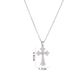 Silver cross pendant necklace with sparkling cubic zirconia measuring 2.6cm by 1.7cm - Silver Cross (A627)