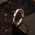 Minimalist S925 sterling silver ring featuring engraved Aquarius zodiac sign symbol - Adjustable Open / Aquarius