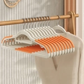 Pack de 10 perchas de plástico blanco antideslizantes con almohadillas de silicona naranja - Naranja Monzón