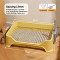 Yellow pet dog toilet with high fence and metal mesh grid including grey scoop for small dogs - Dog Toilet / 15mm Grid Yellow