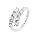 Detail of silver crisscross ring featuring double rows of micro-paved cubic zirconia stones - Silver White Lines