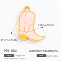 Pink and yellow enamel boot pendant in 18k gold plated stainless steel for DIY bracelets - PJ91064 (Colorful Boots Charm)