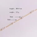 Detailed sizing chart for gold beaded chain necklace with pearl accents and dimensions - Style 10 (Pearl Station Chain)