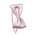 Handmade pink satin bow headband for girls with a sleek stereoscopic silk finish - Lotus Pink