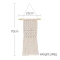 Handmade cream white Bohemian woven wall tapestry with 70x25cm dimensions and tassels - 25*70cm
