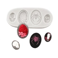 Gothic skull and heart silicone mold set for Halloween fondant and clay crafts - 2# Gothic Skull / Gray