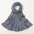 Deep grey silk-feel bubble satin hijab scarf with soft gloss and weaving texture - Gray Blue