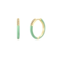 Orecchini a cerchio in argento S925 con smalto verde menta e zirconi brillanti - verde chiaro