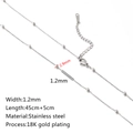Silver stainless steel bead chain necklace with 1.2mm width and 45+5cm length extension - Bead Chain / Silver
