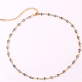 Collana placcata in oro con pietre di zircone blu e chiusura a moschettone regolabile - Collana / Blu