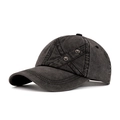 Berretto da baseball vintage in cotone lavato grigio scuro con rivetti in metallo retrò - Nero